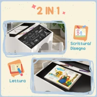 AIYAPLAY Set con 2 Sedie per Bambini e Tavolino con Lavagna per Cameretta e Asilo, Età 3-8 Anni, Bianco(m-4)