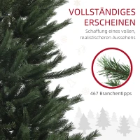 HOMCOM Weihnachtsbaum 180 cm, flammenhemmend, Metallfuß, 467 Spitzen, grün(m-5)