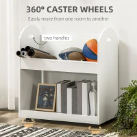 HOMCOM 2-Tier Storage Shelves, Kitchen Cart Shelf Unit with Wheels for Dining & Living Room, Home Study, White(m-5)