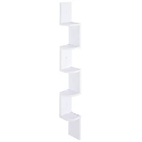 HOMCOM Étagère d'angle Murale à 5 Niveaux Hauteur 120 cm Forme de Zigzag en Bois Blanc(m-10)