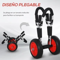 HOMCOM Carrito para Tablas de Surf Plegable con 2 Ruedas Carga 45 kg y Marco de Aluminio 64x55x38,5 cm Negro y Rojo(m-5)