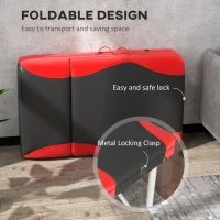 HOMCOM Foldable Massage Bed Portable Table, 3-Section Aluminium Foldable Beauty Couch, Professional Salon Spa Table with Headrest Support and Carry Bag, 60 cm Width, Black and Red(m-7)