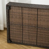 PawHut Rattan Hundehütte mit Dach Hundeliege Hundehaus Haustierbett Hundebett Hundekorb Hundesofa Hunde Outdoor Kissen Kaffee+Grau 90 x 60 x 65 cm(m-9)
