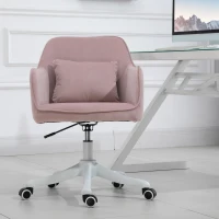 Vinsetto Velvet-Feel Office Chair with Rechargeable Electric Vibration Massage Lumbar Pillow, Wheels, Pink(m-4)