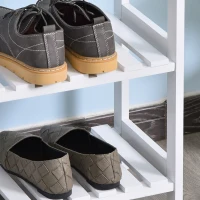 HOMCOM 3-Tier Shoe Rack Wood Frame Slatted Shelves Spacious Open Hygienic Storage Home Hallway Furniture Family Guests 70L x 26W x 57.5H cm - White(m-8)