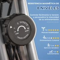 HOMCOM Bicicleta Estática Plegable Regulable en Altura Resistencia Magnética Ajustable Bici Estática con Pantalla LCD y Asiento con Respaldo Sensor de Pulso Carga 120 kg para Casa 105x48x118 cm Gris(m-6)