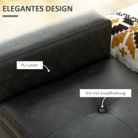 HOMCOM Sitzbank mit Stauraum, eleganter Kunstlederbezug, Soft-Close-Scharniere, dunkelgrau, 139 x 49 x 68cm(m-6)