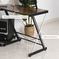 HOMCOM Scrivania Angolare Reversibile per Computer e PC in Stile Industriale, per Ufficio o Camera, in Legno 155x115x91.5cm(m-7)