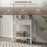 HOMCOM Konsolentisch, Sideboard, 2 Schubladen, untere Ablage, 80x40x75 cm, Weiß(m-7)