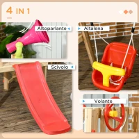 Outsunny Set con Scivolo e Altalena da Giardino per Bambini Età 18-48 Mesi, in Legno e Plastica, Rosso(m-4)
