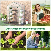 Outsunny Invernadero de Exterior Invernadero de Jardín de 4 Niveles con Estantes Marco de Acero Invernadero para Cultivo de Plantas Flores Tomates 143x73x195 cm Transparente(m-7)