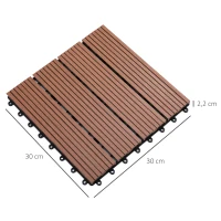 Outsunny Set de 11 Piezas Baldosas de Exterior 30x30 cm 1 m² Antideslizantes y Resistentes al Clima de Fácil Instalación Marrón(m-3)