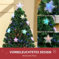HOMCOM Künstlicher Weihnachtsbaum mit LED-Lichtern 0,9 m 90 Zweige Kunststoff Grün + Mehrfarbig(m-5)
