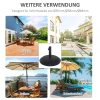 Outsunny Schirmständer, Sonnenschirmständer, 3 Adapter, verstellbar, Zement, 25 kg, Schwarz(m-6)