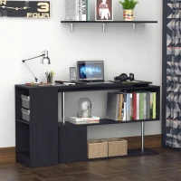 HOMCOM Scrivania Angolare Salvaspazio con Ripiano a S, Scrivania Moderna in Legno, 140x120x78 cm, Nero(m-5)