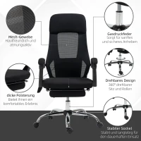 Vinsetto Bürostuhl mit Massagefunktion, Massagesessel, inkl. Fußstütze, 2 Vibrationspunkte, USB-Schnittstelle, Schwarz(m-8)