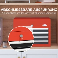 DURHAND Werkzeugkasten Werkzeugtrolley, inkl. Schloss, 2 Schlüssel, 45 cm x 24,5 cm x 32,5 cm, Rot(m-6)
