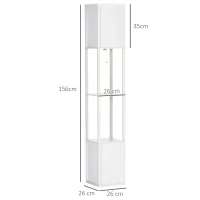 HOMCOM 156cm Floor Lamp Shelving Unit - White(m-3)