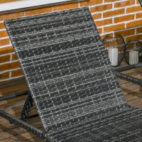 Outsunny Set of Two Reclining Rattan Sun Loungers, with Cushions - Grey(m-8)