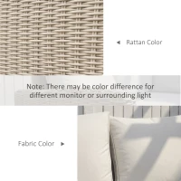 Outsunny 5 PCS Reclining PE Rattan Garden Dining Set Bonzer Patio Furniture w/ Sofa Chairs Glass Table, Olefin Cushions Adjustable Feet Stylish Lounge Conversation(m-5)