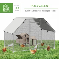 PawHut Enclos poulailler chenil 5,32 m² - parc grillagé dim. 2,8L x 1,9l x 1,95H m - poulailler chenil entièrement couvert - acier galvanisé(m-5)