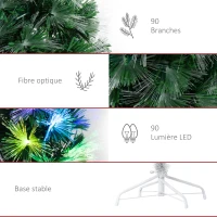 HOMCOM Sapin de Noël Artificiel Arbre de Noël Lumineux 120cm en Fibre Optique Deco Noël lumière à Variation de Couleurs 130 LED Vert(m-8)