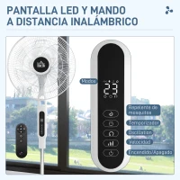 HOMCOM Ventilador de Pie con Mando a Distancia Oscilante 28 Velocidades 3 Modos Temporizador y Función Antimosquitos Blanco(m-6)