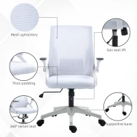Vinsetto Office Chair, with Lumbar Support - White(m-8)