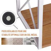 HOMCOM Étagère bibliothèque style industriel contemporain 3 niveaux 40L x 35l x 72H cm métal blanc panneaux particules coloris hêtre(m-5)