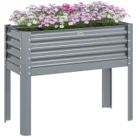 Outsunny Hochbeet Pflanzenbeet Pflanzkasten, wetterbeständig, 100 cm x 45 cm x 80 cm, Silber(m-10)