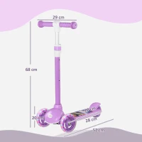 AIYAPLAY Kids 3 Wheel Scooter for 2-6 Years Old w/ Adjustable Height, LED Light, TPE Handlebar, Purple(m-3)