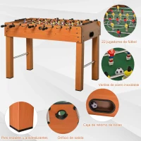 HOMCOM Futbolín de Madera Profesional para Niños y Adultos Mesa de Futbolín con 8 Barras y 2 Pelotas para Casa o Salas de Juego Fácil de Montar 122x61x80,7 cm Natural(m-5)