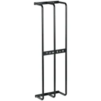 HOMCOM Toallero de Pared con 3 Barras y Marco de Metal Soporte de Toallas para Hotel 21x12x74 cm Negro(m-1)