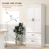 HOMCOM Freistehender Küchenschrank mit verstellbaren Regalen und zwei breiten Schubladen für Wohnzimmer, Küche, Weiß(m-7)