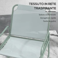 Outsunny Set da Giardino con Tavolo Rotondo e 2 Sedie in Acciaio e Tessuto a Rete Traspirante, Verde(m-6)