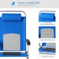 Outsunny Folding Camping Chair, Patio Armchair, 3-Position Adjustable Recliner Reclining Seat with Pillow for Outdoor Garden - Blue(m-4)
