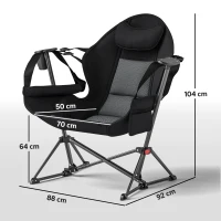 Outsunny Hammock Camping Chair Set of 2, Adjustable Back Portable Swinging Camping Chair with Cup Holder, Headrest, Padded Seat and Carry Bag for Travel Fishing Hiking, Black(m-3)