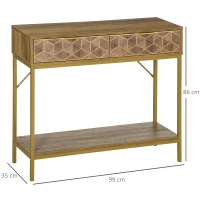 HOMCOM Mobile Consolle da Ingresso con 2 Cassetti e Ripiano in Legno, 99x35x86cm(m-3)