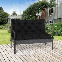 Outsunny 3-zits Bankkussen 100x98x8 cm met Banden, Bankkussen voor Tuinmeubels Schommelbank, Zwart(m-2)