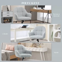 HOMCOM Fauteuil chaise de bureau dossier assise capitonnée hauteur réglable pivotant 360° piètement noir revêtement tissu gris(m-7)