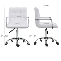 HOMCOM Silla de Oficina Juvenil Silla de Ordenador para Niños Altura Regulable Giratoria 360° Respaldo Cuero Sintetico Blanco(m-3)