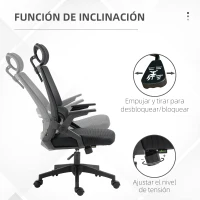 Vinsetto Silla de Oficina de Malla Silla de Escritorio Giratoria Altura y Reposacabezas Ajustable 60x61x104,5-121,5 cm Negro(m-5)