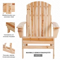 Outsunny Adirondack-Gartenstuhl mit Becherhalter Gartenliege Balkonstuhl Massivholz Natur 72,5 x 97 x 93 cm(m-4)
