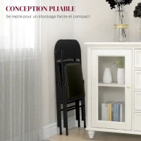 HOMCOM Lot de 2 chaises pliantes chaises de salle à manger portables cadre en acier dim. 45l x 46P x 78H cm noir(m-6)