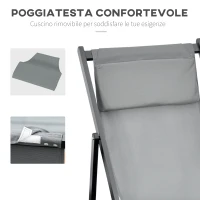 Outsunny Set 2 Sedie Poltrona Sdraio da Esterni, Pieghevoli e Reclinabili, in Alluminio, 96.5x58x91.5 cm, Grigio Scuro(m-7)