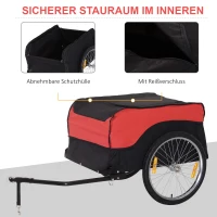 HOMCOM Transportanhänger Lastenanhänger Fahrrad Anhänge Lasten-Fahrradanhänger CargoTrailer (Rot-Schwarz)(m-6)