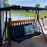 Outsunny Hollywoodschaukel mit neigbarem Dach Stahl Schwarz(m-8)