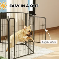PawHut Eight-Panel Dog Playpen with Door, for Large Dogs, Indoors, Outdoors, 80cm Tall, Black(m-5)