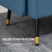 HOMCOM 2er-Sofa im Retrodesign, mit Knopfheftung, Sofa, Leinenoptik, Dunkelblau(m-5)