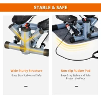 HOMCOM Mini Stepper Step Machine with Resistance Bands and Cushion Mat for Leg Arm Full Body Training Fitness Stair Stepper(m-6)